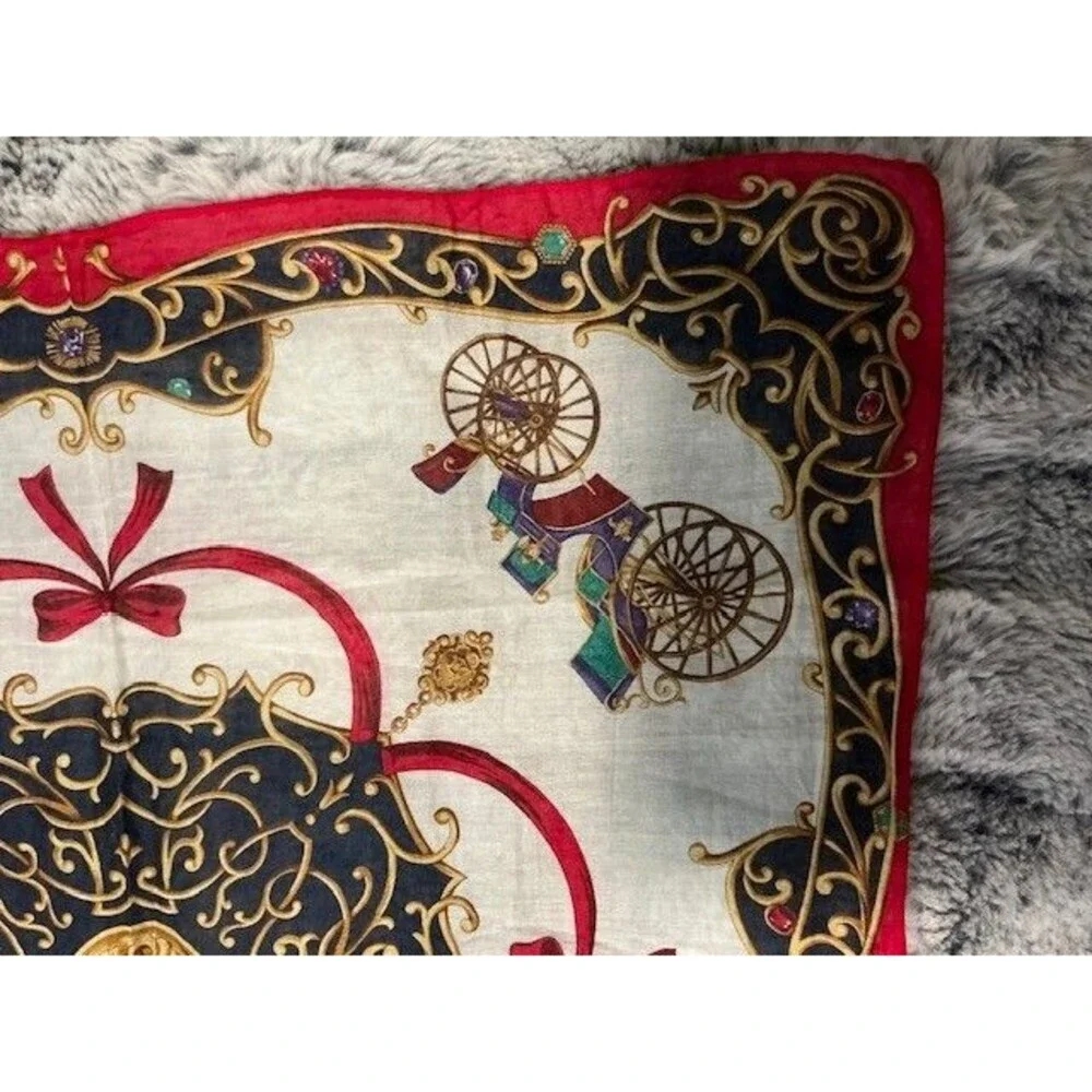 Celine Blue Red & Gold Cotton Handkerchief Scarf